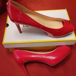Liz Claiborne Ramona Red peep-toe pumps. Size 8